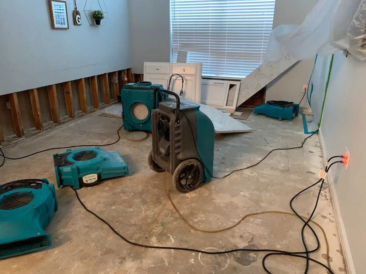 Dehumidifier in flood-cut room for Water Damage Restoration in Hillsborough